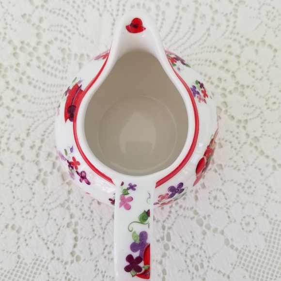 Red Hat Society Paul Cardew Pink Chintz 2004 Porcelain Creamer And Sugar Bowl - Picture 9 of 10